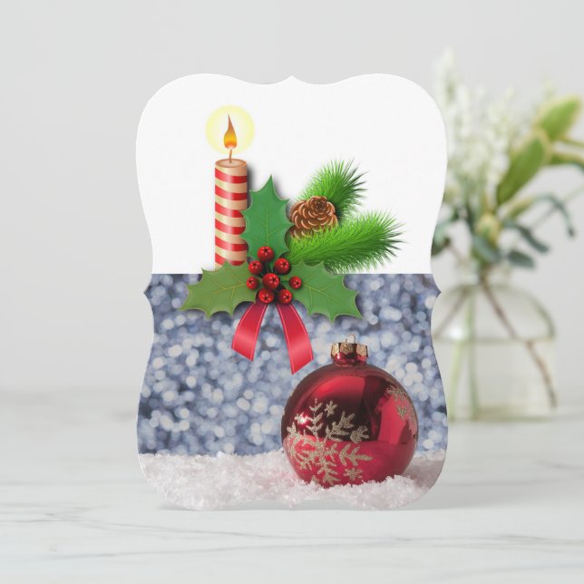 Christmas Holiday Flat Greeting Card, Candle Card (Standing Front)