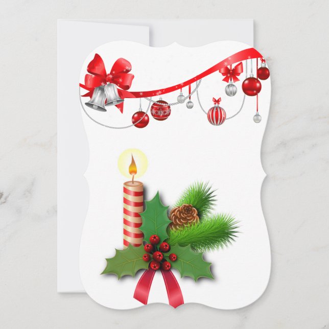 Christmas Holiday Flat Greeting Card, Candle Card (Front)