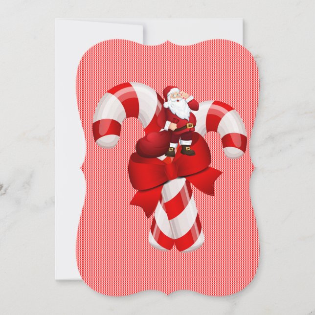 Christmas Holiday Flat Greeting Card, Candy Cane Card (Front)