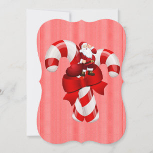 Christmas Holiday Flat Greeting Card, Candy Cane Card