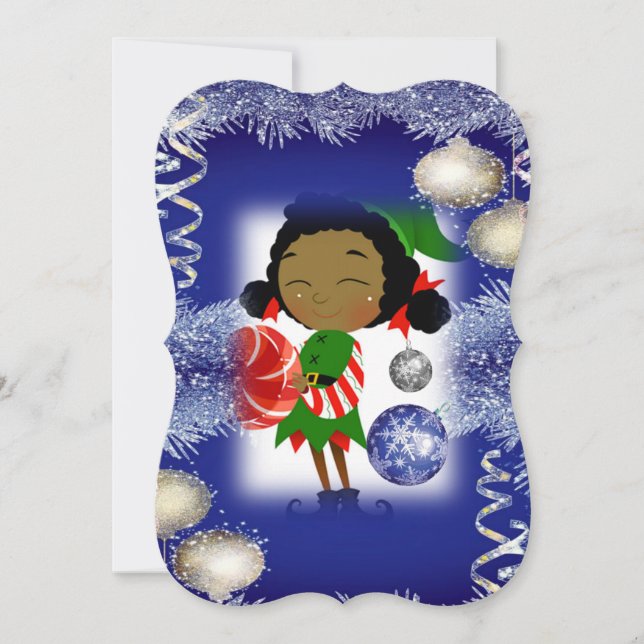 Christmas Holiday Flat Greeting Card, Elf Card (Front)