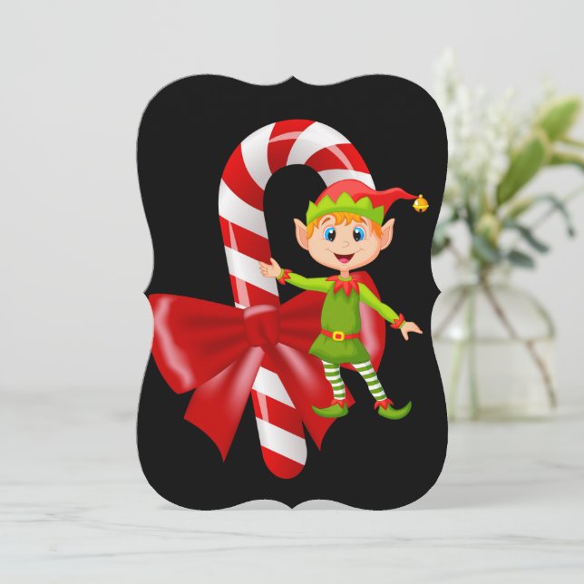 Christmas Holiday Flat Greeting Card, Elf Card (Standing Front)