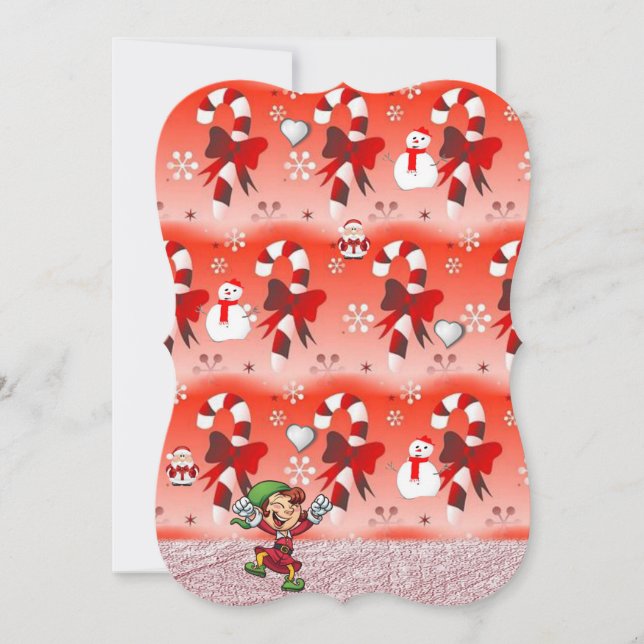 Christmas Holiday Flat Greeting Card, Elf Card (Front)