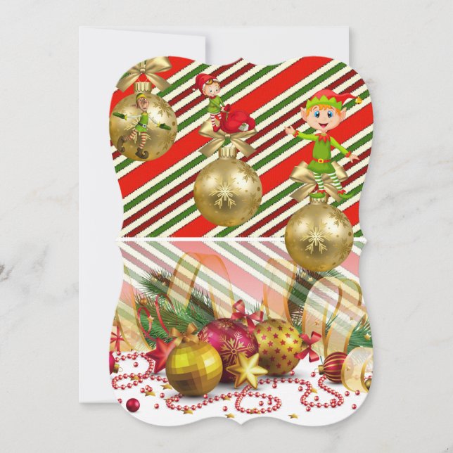 Christmas Holiday Flat Greeting Card, Elf Card (Front)