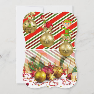 Christmas Holiday Flat Greeting Card, Elf Card