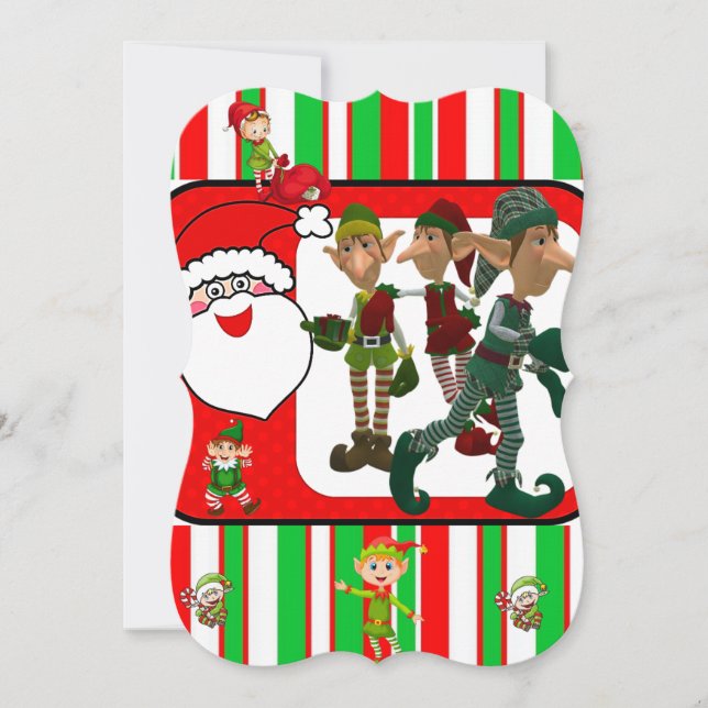 Christmas Holiday Flat Greeting Card, Elf Card (Front)