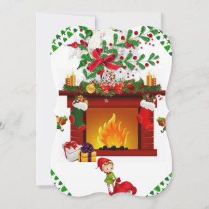 Christmas Holiday Flat Greeting Card, Elf Card