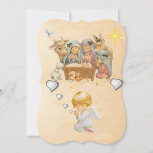 Christmas Holiday Flat Greeting Card, Jesus Christ Card