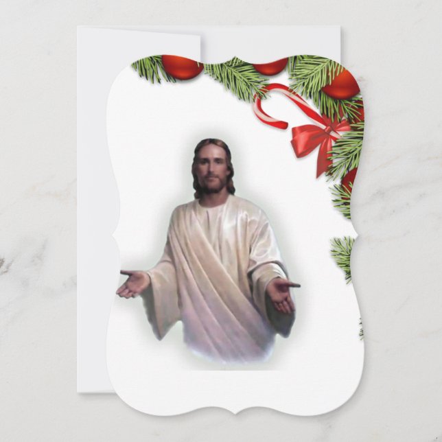 Christmas Holiday Flat Greeting Card, Jesus Christ Card (Front)