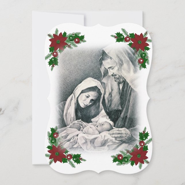 Christmas Holiday Flat Greeting Card, Jesus Christ Card (Front)