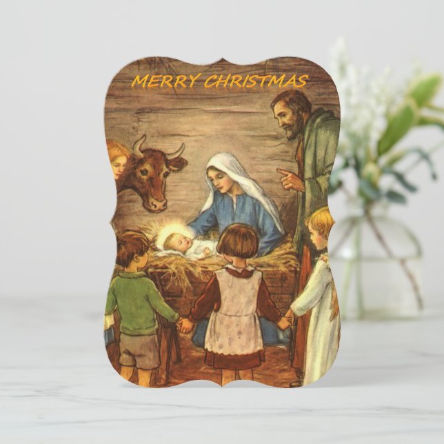 Christmas Holiday Flat Greeting Card, Jesus Christ Card (Standing Front)