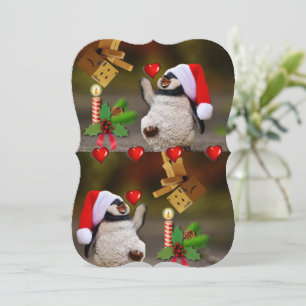 Christmas Holiday Flat Greeting Card, Penguin Card
