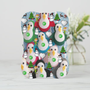 Christmas Holiday Flat Greeting Card, Penguin Card