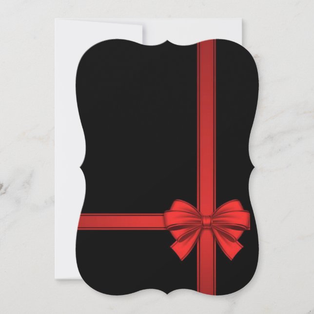 Christmas Holiday Flat Greeting Card, Red Bow Card (Front)