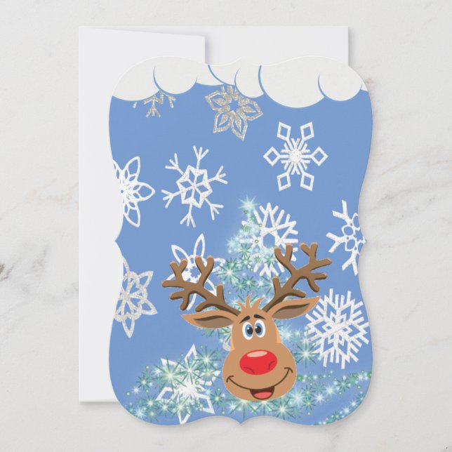 Christmas Holiday Flat Greeting Card, Reindeer Card (Front)