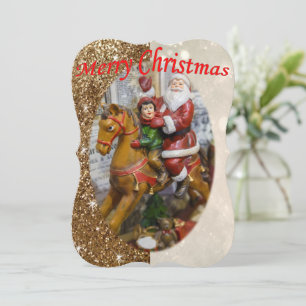 Christmas Holiday Flat Greeting Card, Santa Card