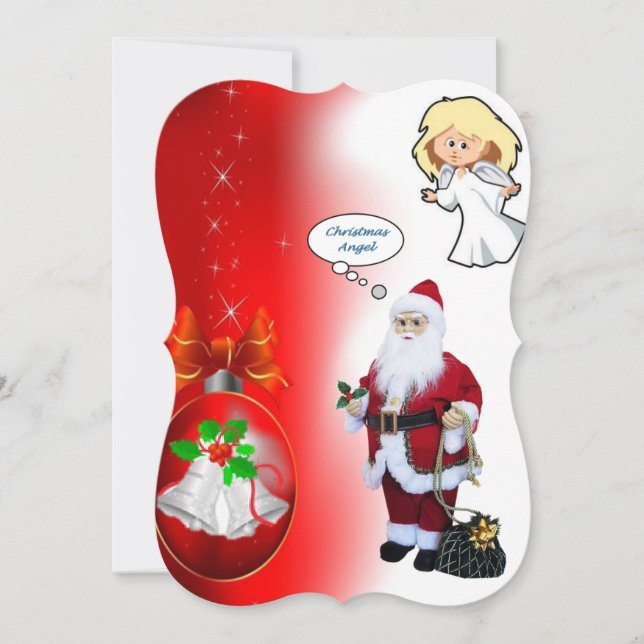 Christmas Holiday Flat Greeting Card, Santa Card (Front)