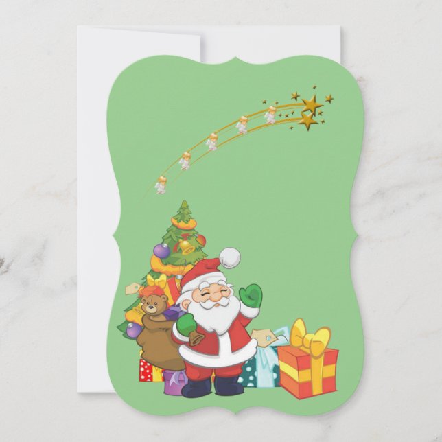 Christmas Holiday Flat Greeting Card, Santa Card (Front)