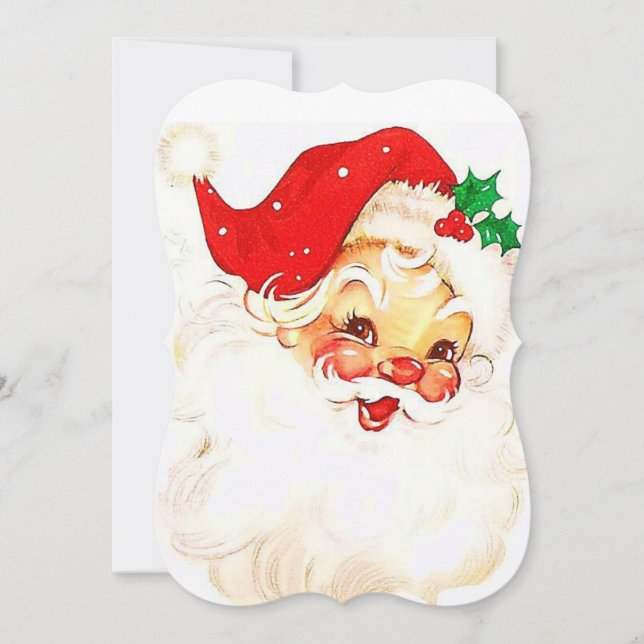 Christmas Holiday Flat Greeting Card, Santa Card (Front)