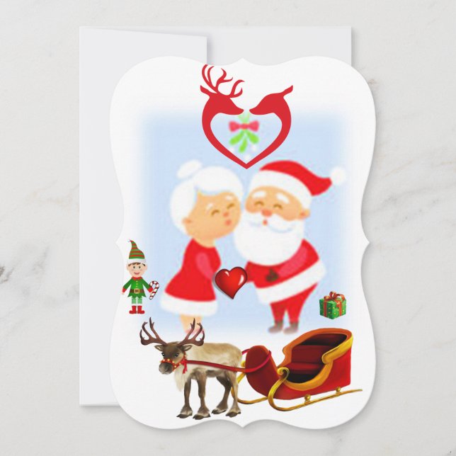 Christmas Holiday Flat Greeting Card, Santa Card (Front)