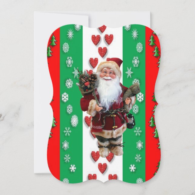 Christmas Holiday Flat Greeting Card, Santa Card (Front)