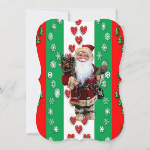 Christmas Holiday Flat Greeting Card, Santa Card