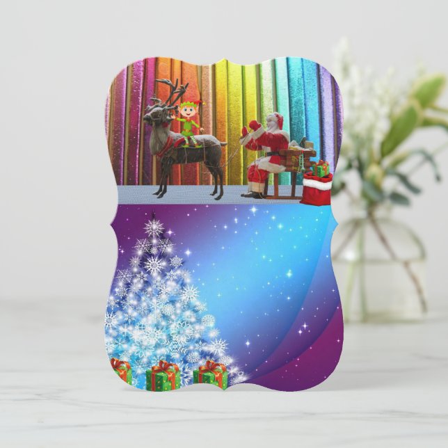 Christmas Holiday Flat Greeting Card, Santa Card (Standing Front)