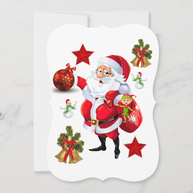 Christmas Holiday Flat Greeting Card, Santa Card (Front)