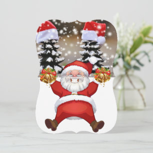 Christmas Holiday Flat Greeting Card, Santa Card
