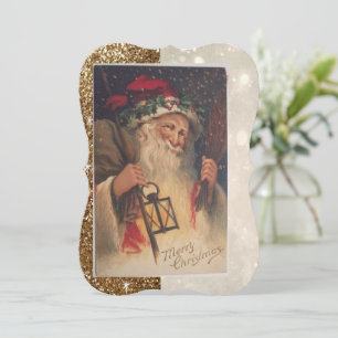 Christmas Holiday Flat Greeting Card, Santa Card