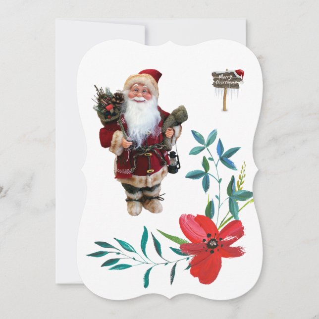 Christmas Holiday Flat Greeting Card, Santa Card (Front)