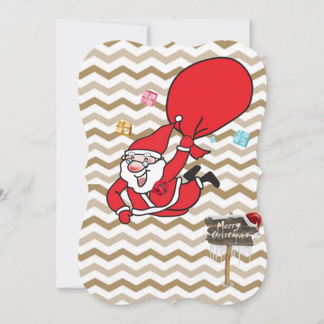 Christmas Holiday Flat Greeting Card, Santa Card (Front)