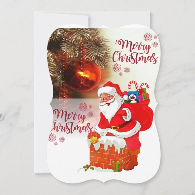Christmas Holiday Flat Greeting Card, Santa Card (Front)