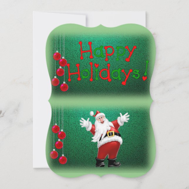 Christmas Holiday Flat Greeting Card, Santa Card (Front)