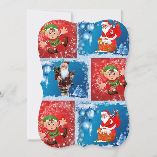 Christmas Holiday Flat Greeting Card, Santa Card (Front)