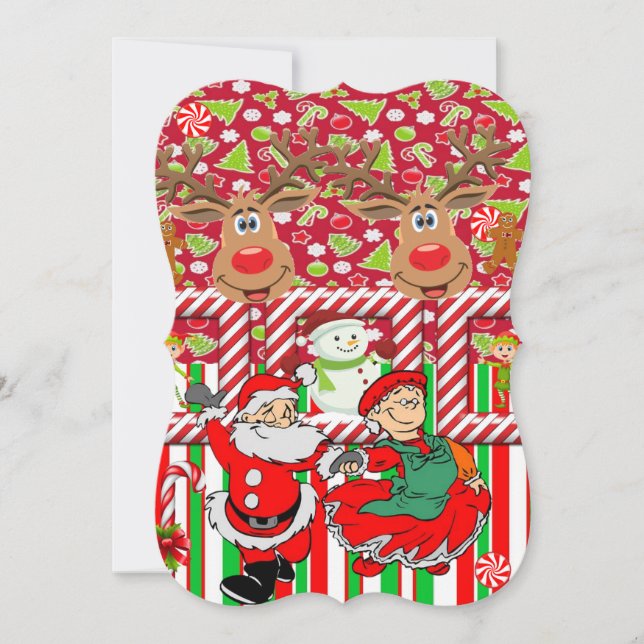 Christmas Holiday Flat Greeting Card, Santa Elf Card (Front)