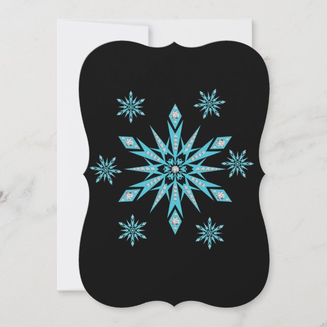 Christmas Holiday Flat Greeting Card, Snowflake Card (Front)