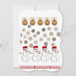 Christmas Holiday Flat Greeting Card, Snowman Card