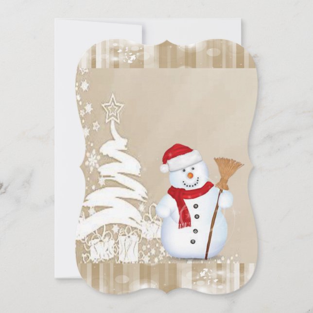 Christmas Holiday Flat Greeting Card, Snowman Card (Front)