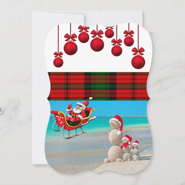 Christmas Holiday Flat Greeting Card, Snowman Card (Front)