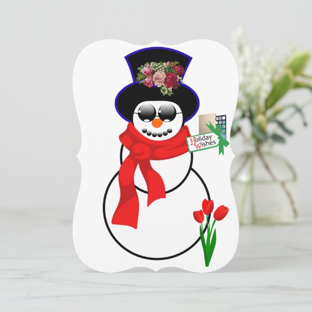 Christmas Holiday Flat Greeting Card, Snowman Card (Standing Front)