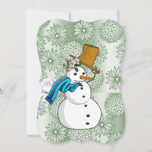 Christmas Holiday Flat Greeting Card, Snowman Card