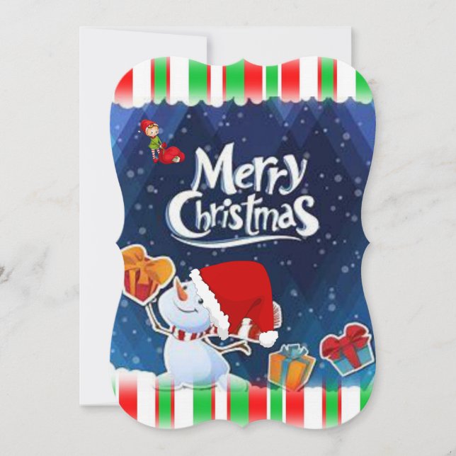 Christmas Holiday Flat Greeting Card, Snowman Card (Front)