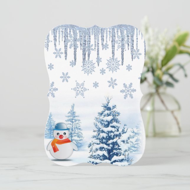 Christmas Holiday Flat Greeting Card, Snowman Card (Standing Front)