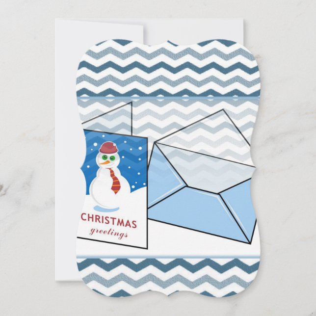 Christmas Holiday Flat Greeting Card, Snowman Card (Front)