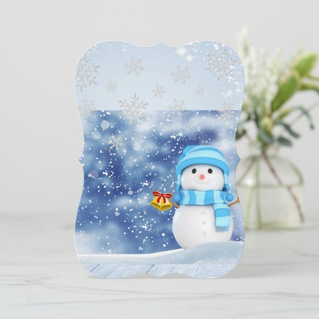 Christmas Holiday Flat Greeting Card, Snowman Card (Standing Front)