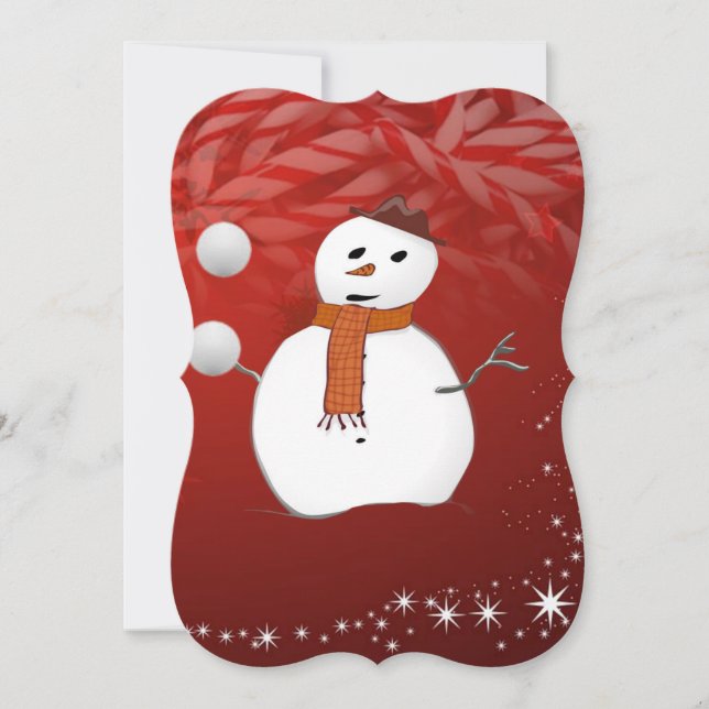 Christmas Holiday Flat Greeting Card, Snowman Card (Front)