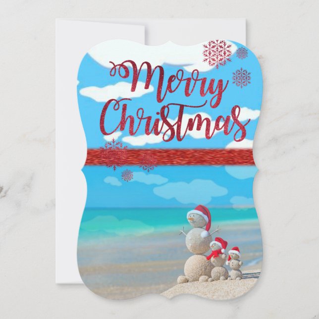 Christmas Holiday Flat Greeting Card, Snowman Card (Front)