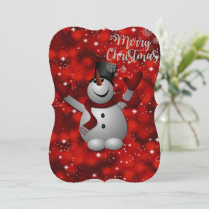 Christmas Holiday Flat Greeting Card, Snowman Card