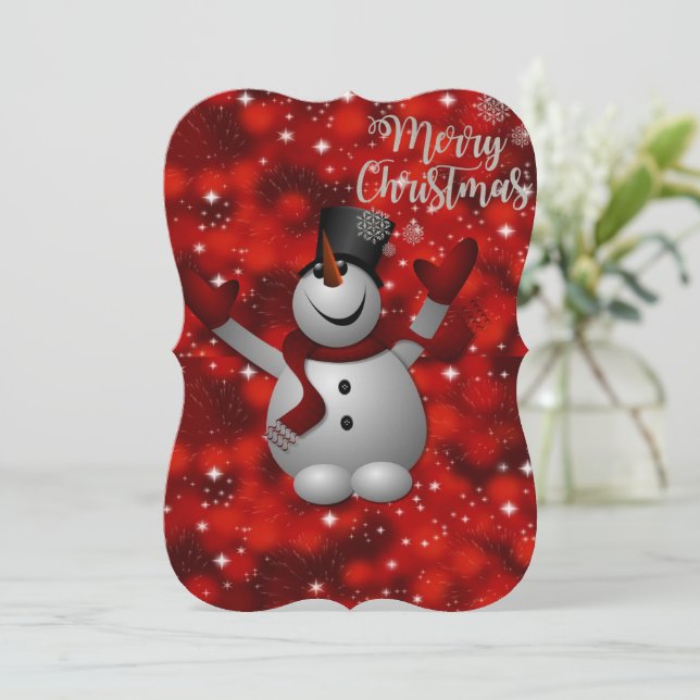 Christmas Holiday Flat Greeting Card, Snowman Card (Standing Front)